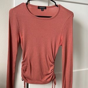 La La Land Creative Co Long Sleeve Side Ruched Top Small